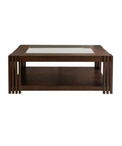 Bàn Trà Phòng Khách Mặt Kính Khung Gỗ 95x95x45 Hiện Đại