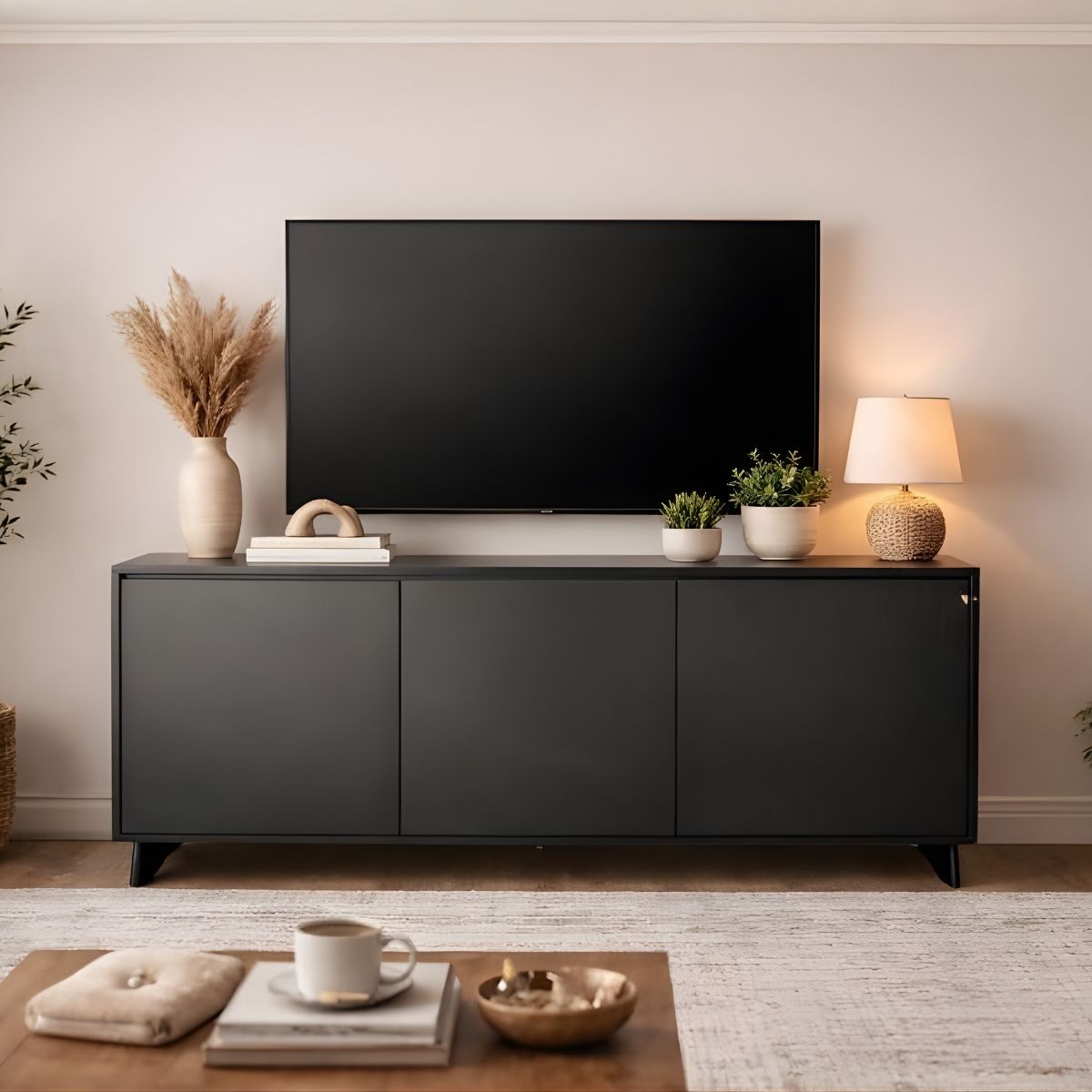 Kệ Tivi Gỗ Thông Hiện Đại Màu Đen 150cm - Ảnh 3