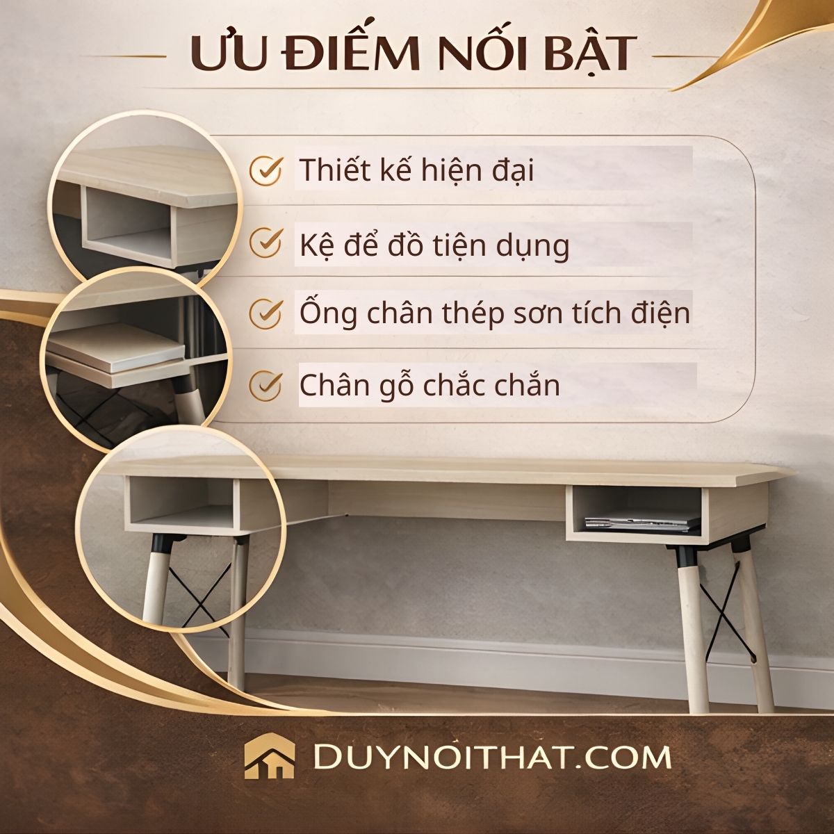 Bàn Làm Việc Bắc Âu Có Kệ Mini – Thiết Kế Tối Giản Hiện Đại - Ảnh 7