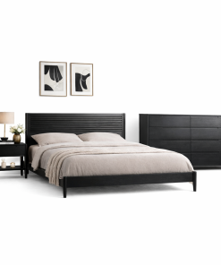 Combo Phòng Ngủ Hiện Đại - Giường Queen Size & Tủ 6 Hộc Kéo Màu Đen Sang Trọng