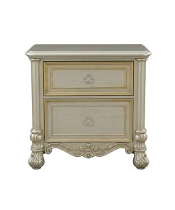 Tủ Đầu Giường Tân Cổ Điển Kích Thước Lớn – Gỗ Cao Su & Veneer Xuất Khẩu (Màu Bạc)