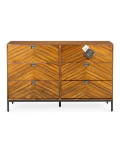 Tủ Trang Trí 6 Hộc Kéo Gỗ Tràm – Thiết Kế Xương Cá Hiện Đại & Chân Sắt Vững Chãi