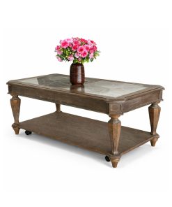 Alternative view of Bàn Trà / Bàn Sofa Mặt Đá Cao Cấp – Khung Gỗ Cao Su Sơn Giả Cổ Cào Xước