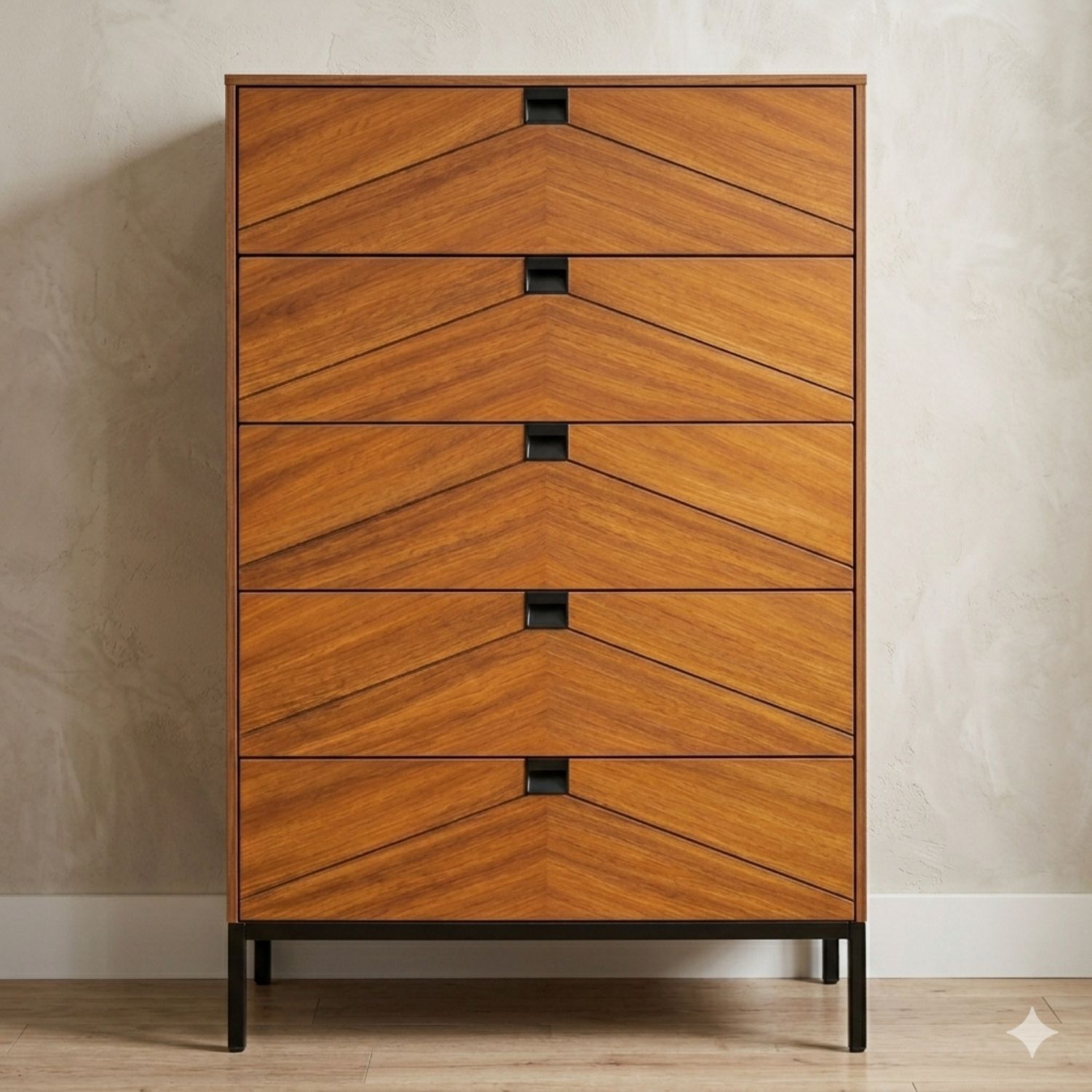 Tủ Trang Trí 5 Hộc Kéo Gỗ Tràm – Thiết Kế Đứng Hiện Đại & Họa Tiết Chevron Sang Trọng - Ảnh 5
