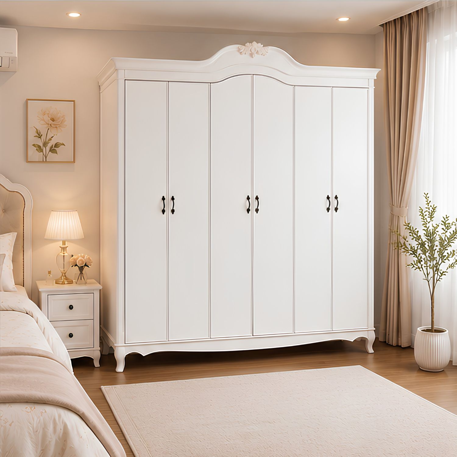 Tủ Quần Áo Đại Cỡ 6 Cánh Cao Cấp (Wardrobe) – Gỗ Cao Su & Veneer Xuất Khẩu - Ảnh 3