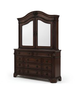 Alternative view of Tủ Kính Trang Trí Tân Cổ Điển Đại Cỡ (China Cabinet) – Gỗ Cao Su & Veneer Xuất Khẩu (Sản Phẩm Duy Nhất)