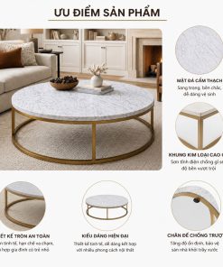 Alternative view of Bàn Sofa – Bàn Trà Mặt Đá Cẩm Thạch Sang Trọng (Hàng Xuất Khẩu)