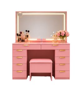 Bàn Trang Điểm Thông Minh Kèm Ghế, Gương LED Cảm Ứng Đa Năng