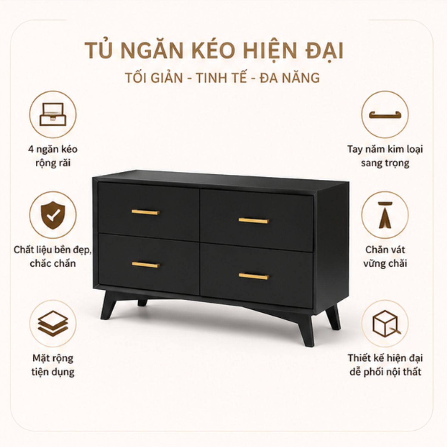 Tủ Trang Trí 4 Hộc Kéo Phong Cách Hiện Đại Đa Năng - Ảnh 5