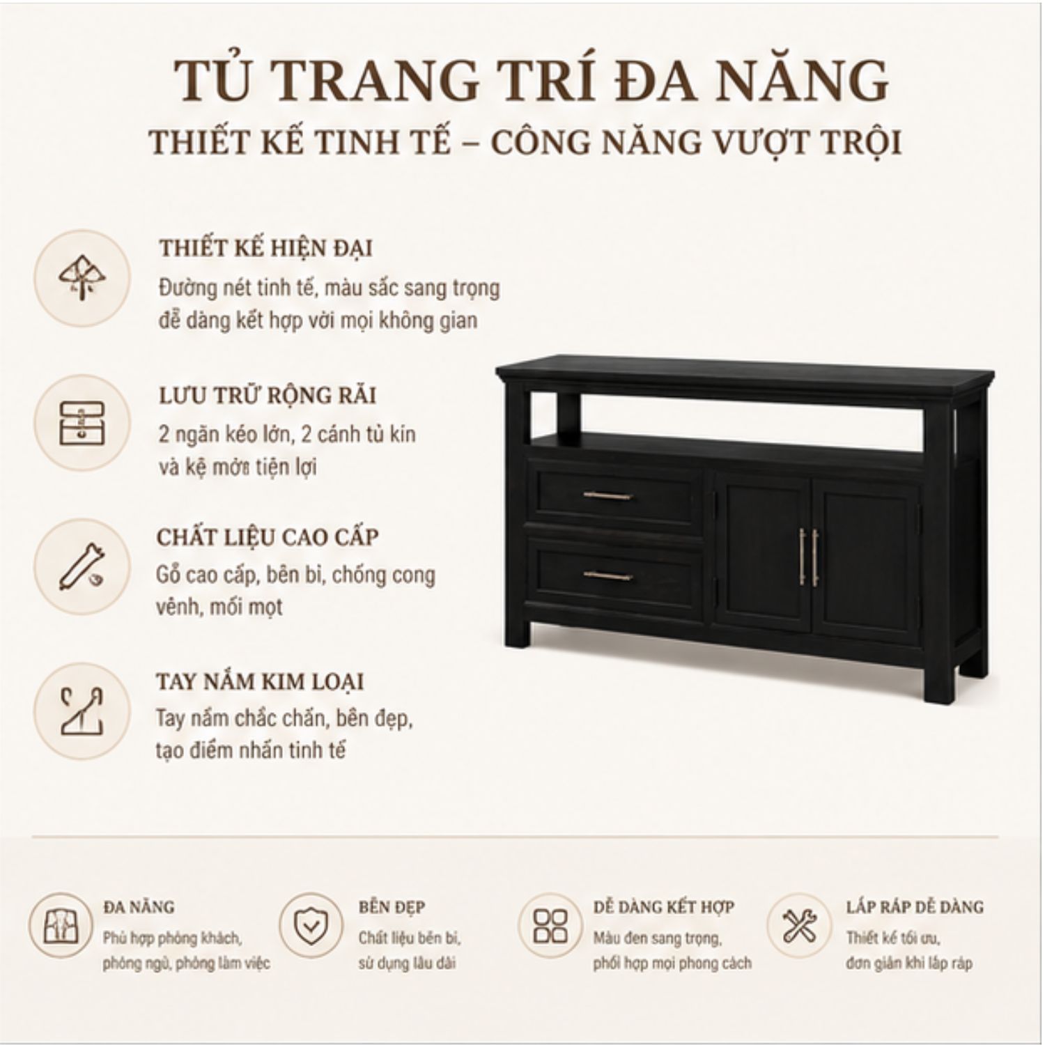 Tủ Console Trang Trí Kiêm Kệ Tivi Gỗ Cao Su Mặt Kính – Sự Kết Hợp Hoàn Hảo Giữa Thẩm Mỹ Hiện Đại Và Độ Bền Vượt Thời Gian - Ảnh 5