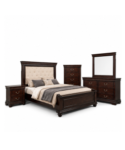 Combo Nội Thất Phòng Ngủ Giường Queen Size & 3 Tủ Gỗ Cao Su Veneer Xuất Khẩu