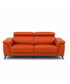Sofa Băng Đôi Da Bò Thật Chỉnh Điện Cao Cấp Xuất Khẩu (Màu Cam Đất)