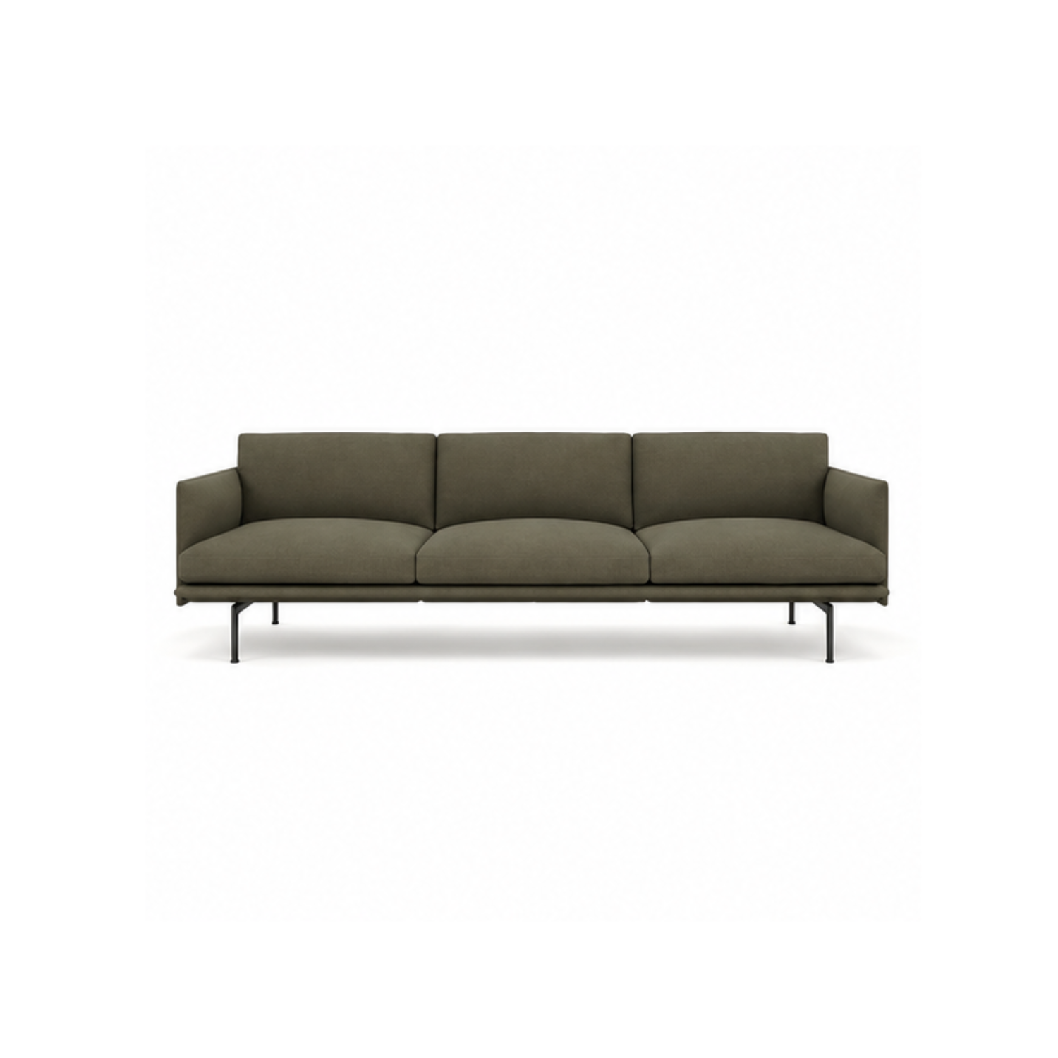 Sofa Băng 3 Chỗ Vải Xanh Rêu Khung Chân Sắt Sơn Tĩnh Điện Xuất Khẩu