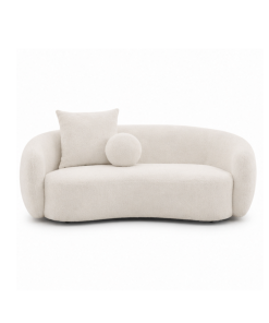 Sofa Vải Bo Cong Hiện Đại Màu Trắng Kem Cao Cấp (Dài 2m)
