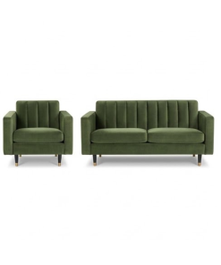 Alternative view of Bộ Sofa Vải Nhung Cao Cấp Băng Dài & Ghế Đơn (Xanh Olive)