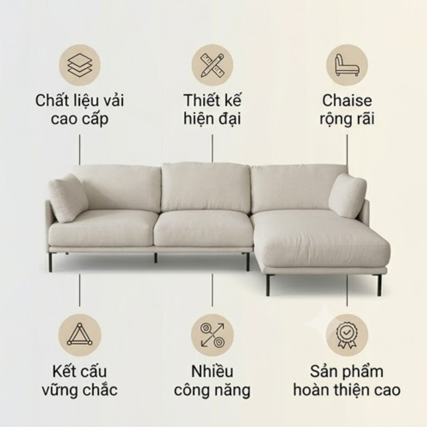 Sofa Góc L Vải Cao Cấp Chuẩn Xuất Khẩu (Mới Nguyên Thùng) - Ảnh 4